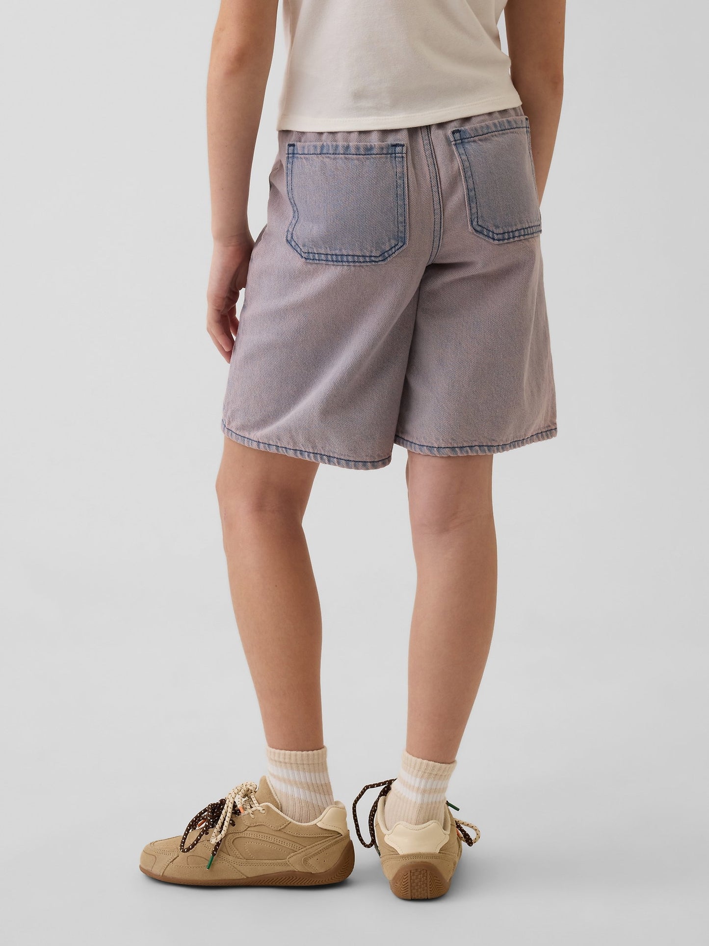 Mor Low Rise Easy Longline Denim Şort