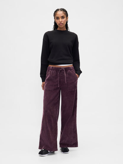 Bordo Mid Rise Corduroy Baggy Pantolon