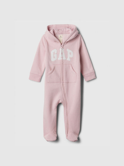 Pembe Gap Logo Kulak Aplikeli Fermuarlı Fleece Tulum