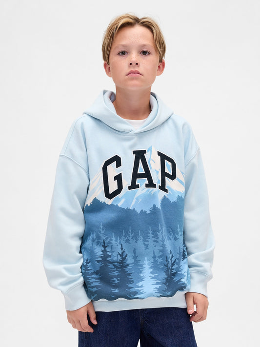 Mavi Grafik Baskılı Gap Logo Sweatshirt
