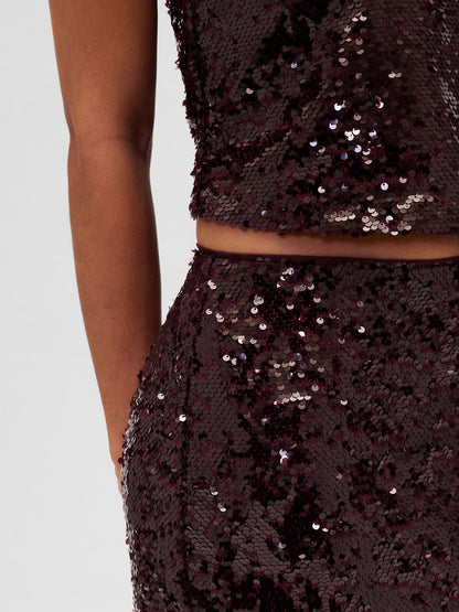 Lacivert Sequin Maxi Etek