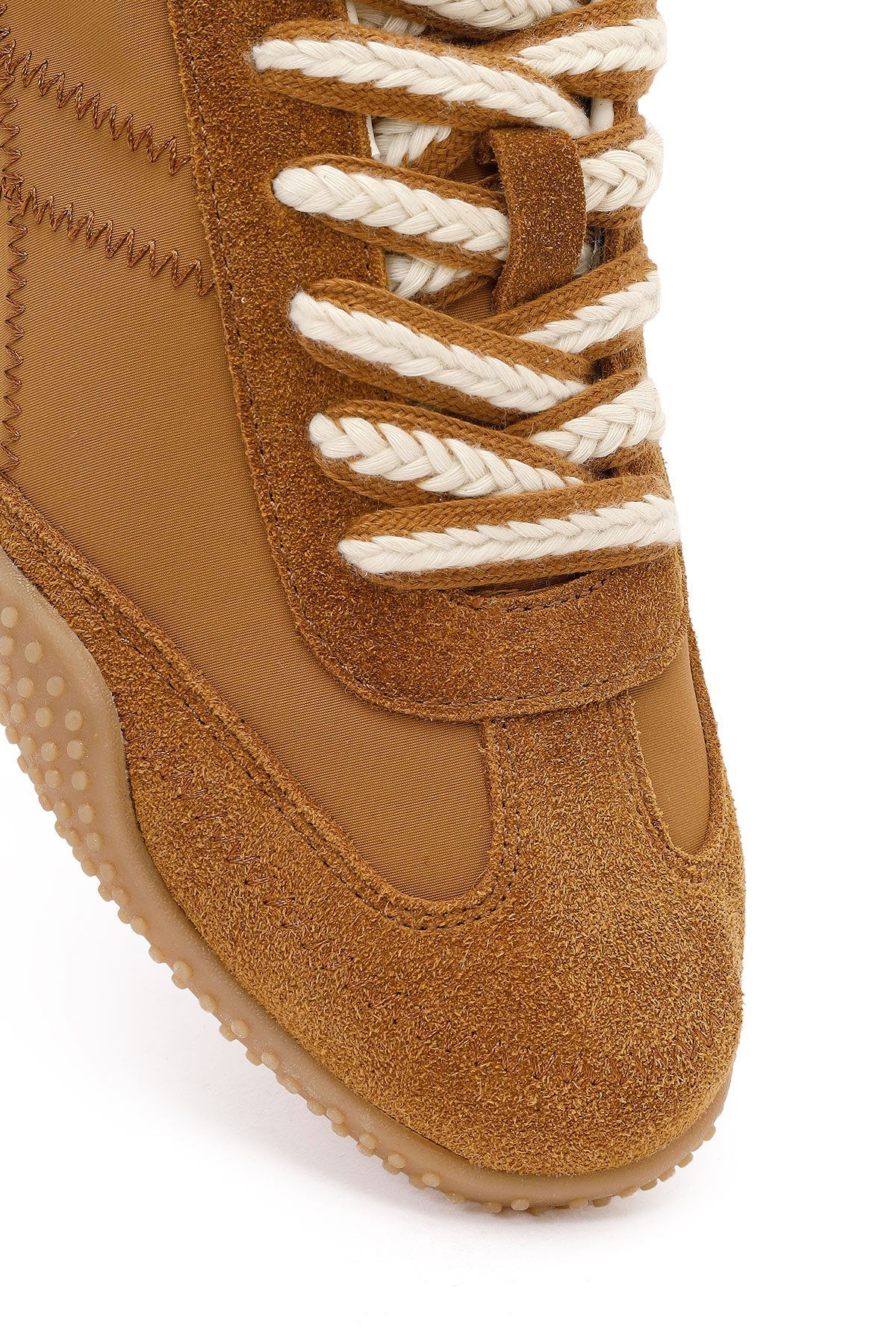 Kadın Taba Bağcıklı Deri Sneaker