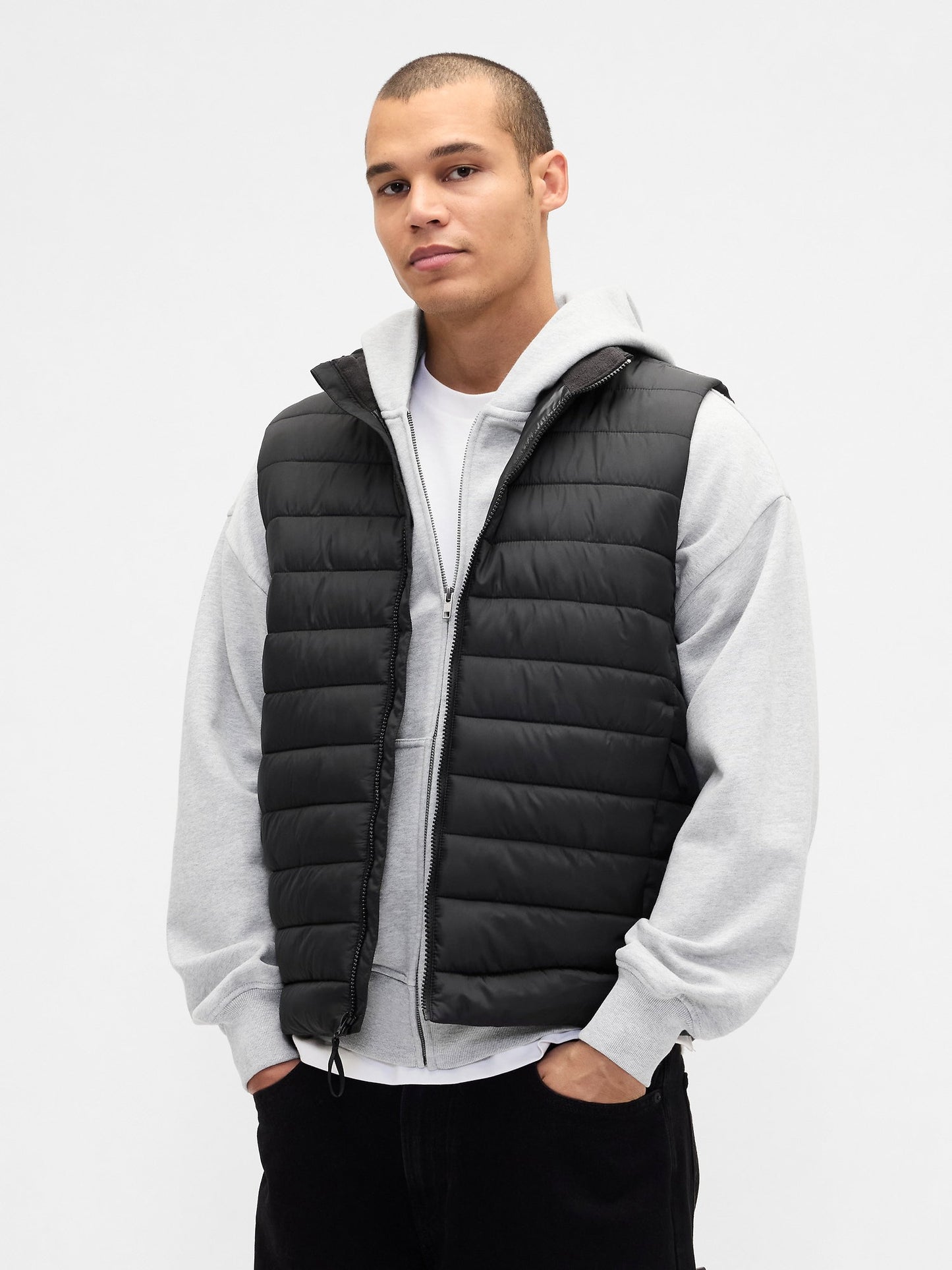 Siyah Recycled Puffer Şişme Yelek