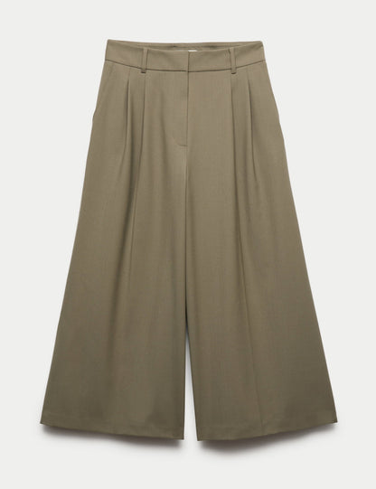 Yüksek Bel Wide Leg Culotte Pantolon