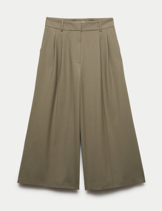 Yüksek Bel Wide Leg Culotte Pantolon