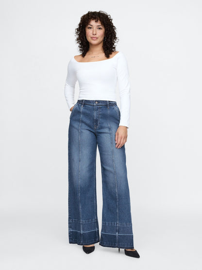 Mavi High Rise Stride Seamed Wide-leg Jean Pantolon