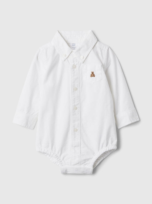 Beyaz Brannan Bear İşlemeli Oxford Bodysuit