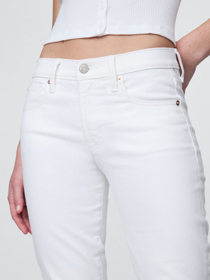 Beyaz Mid Rise True Skinny Jean Pantolon