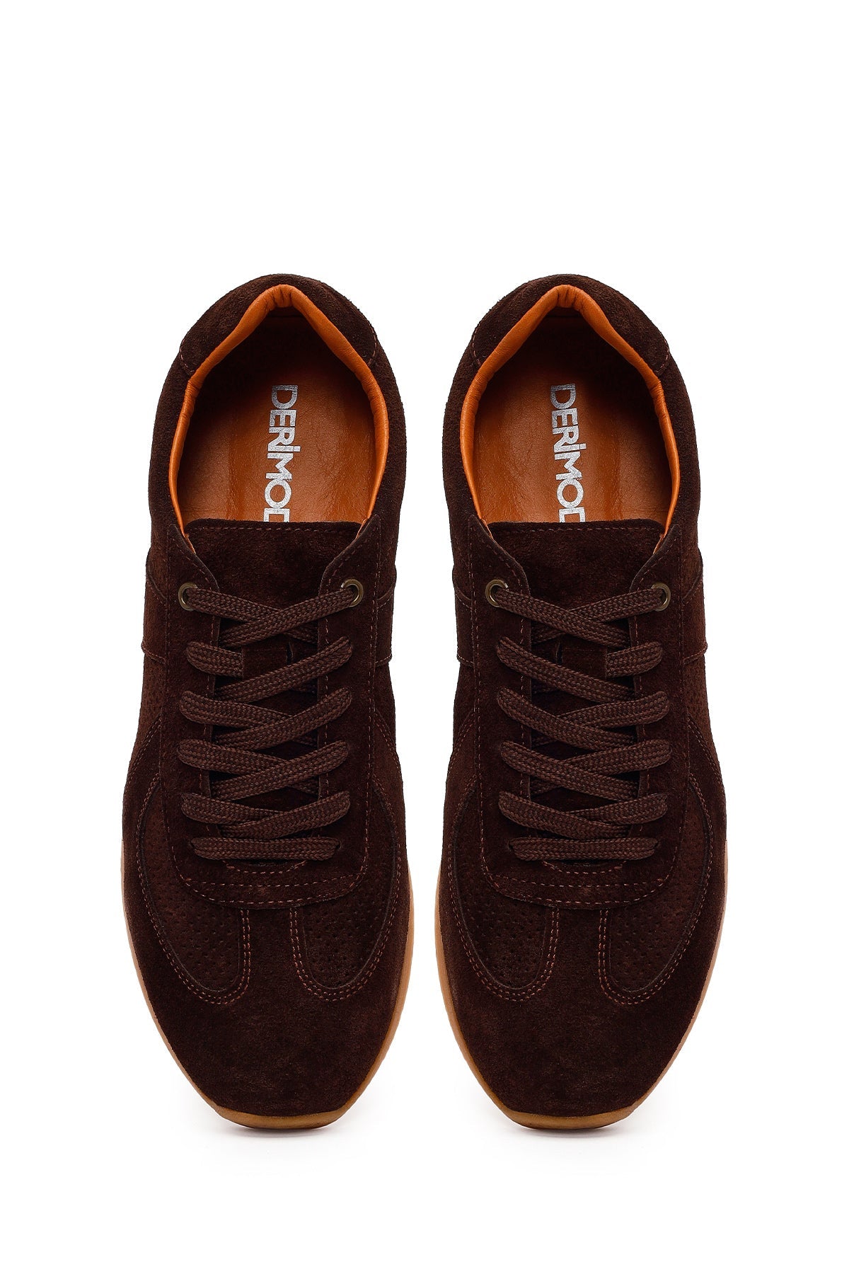 Erkek Kahverengi Bağcıklı Süet Deri Sneaker
