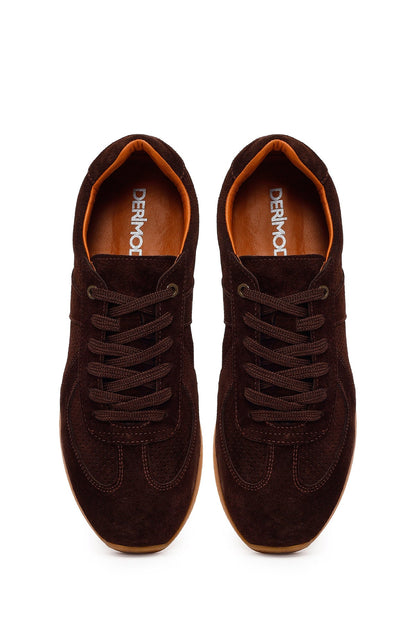 Erkek Kahverengi Bağcıklı Süet Deri Sneaker