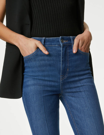 Yüksek Bel Slim Flare Jean Pantolon