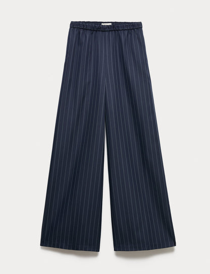 Çizgili Geniş Paça Pantolon