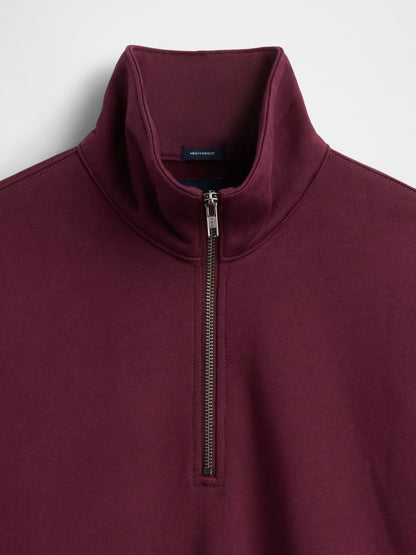 Bordo Heavyweight Oversized Yarım Fermuarlı Pullover