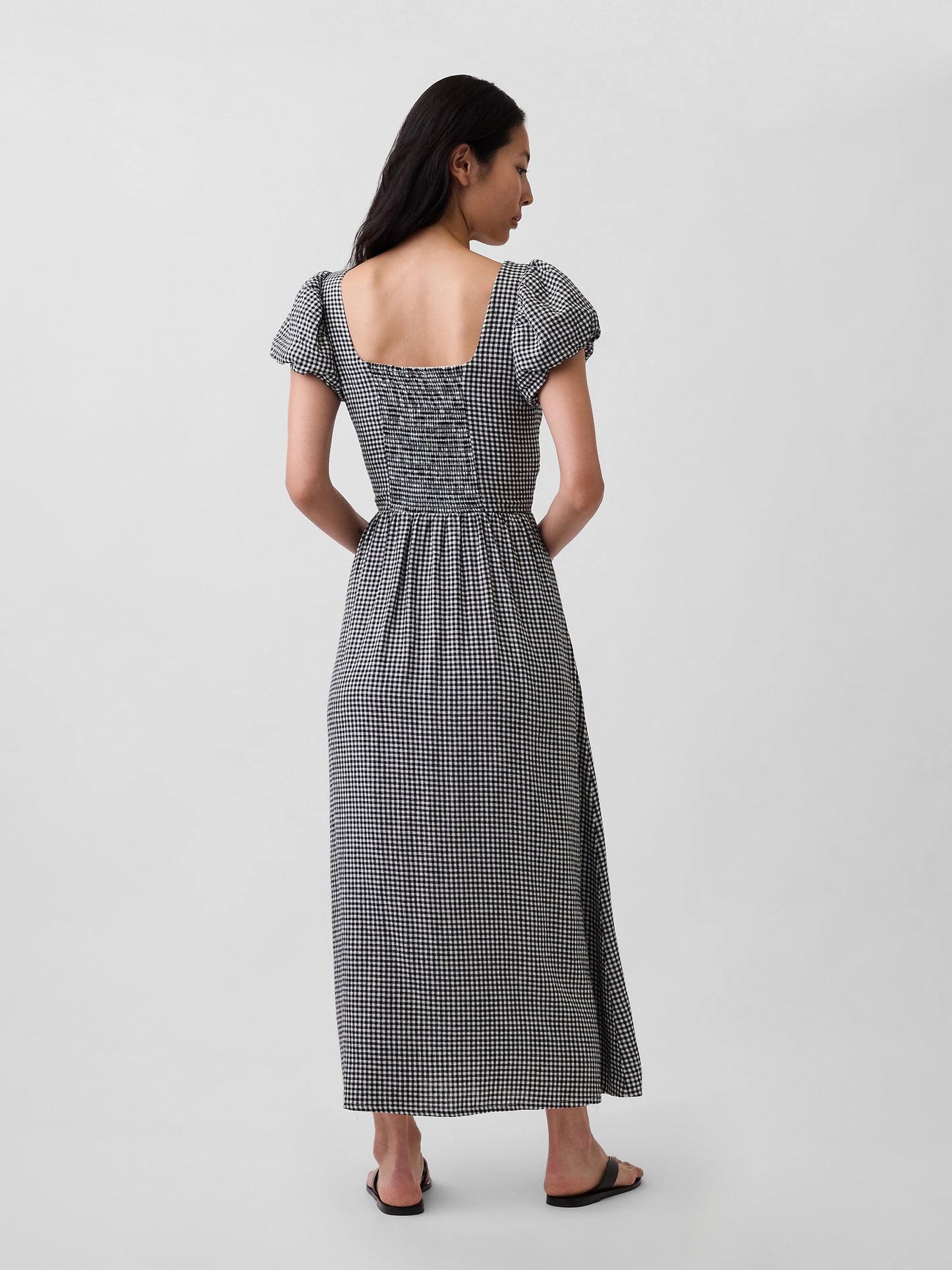 Çok Renkli Keten Karışımı Drop-waist Maxi Elbise