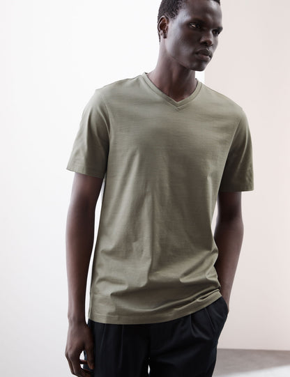 Yumuşak Dokulu V Yaka T-shirt