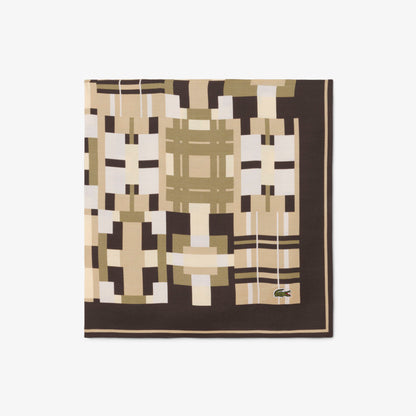 Lacoste Kadın Desenli Kahverengi Fular