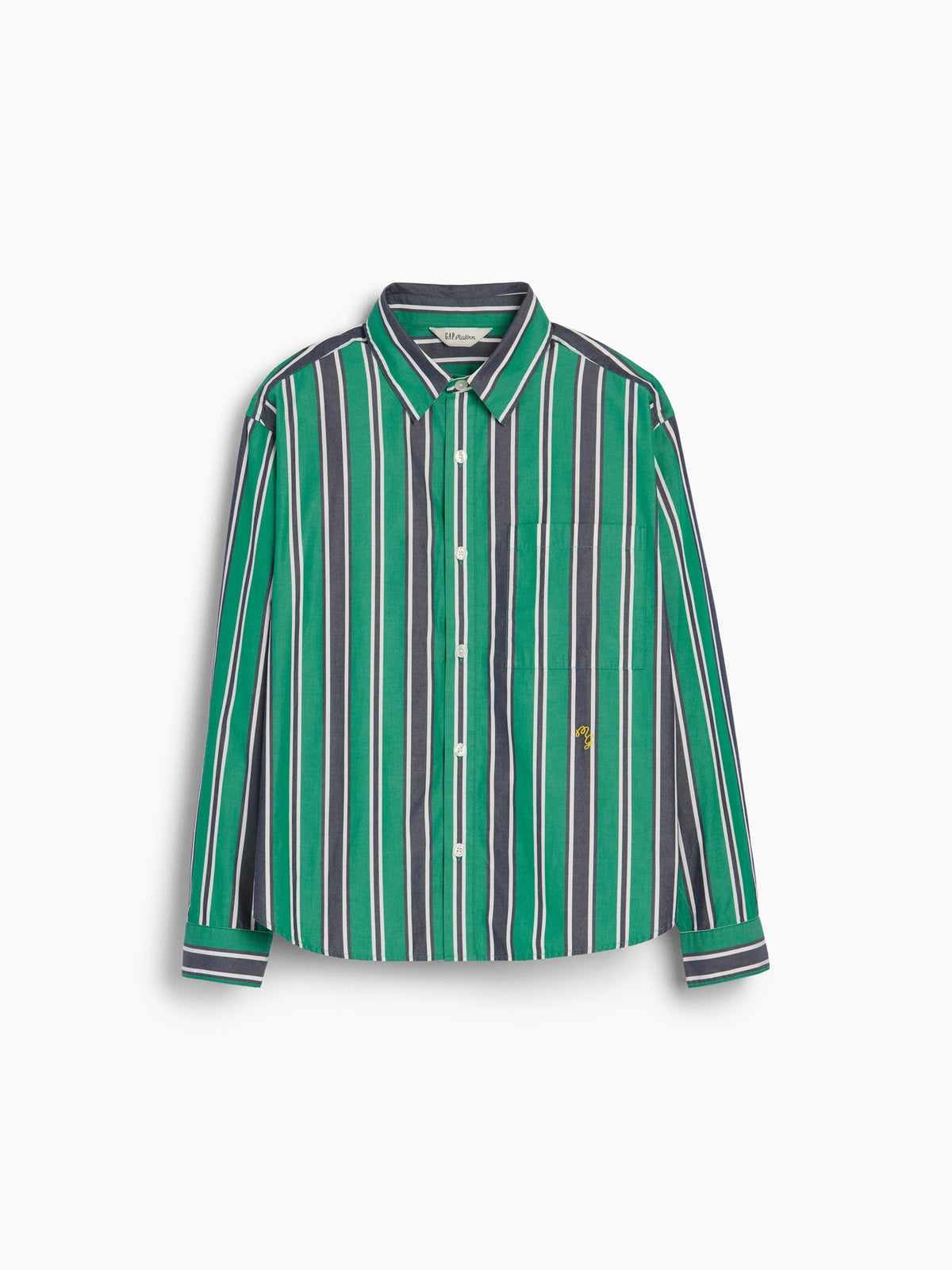 Yeşil Gap × Malbon Poplin Çizgili Gömlek