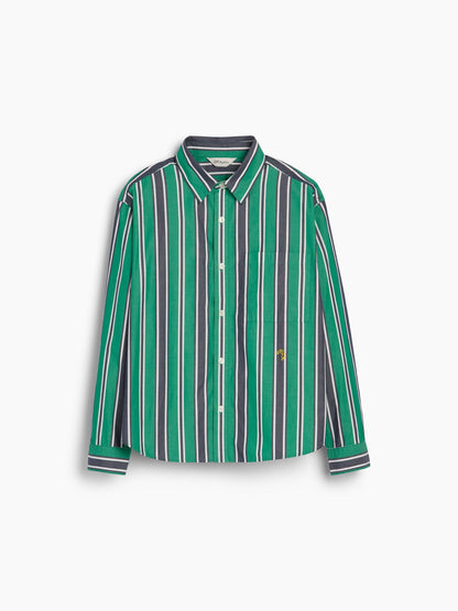 Yeşil Gap × Malbon Poplin Çizgili Gömlek