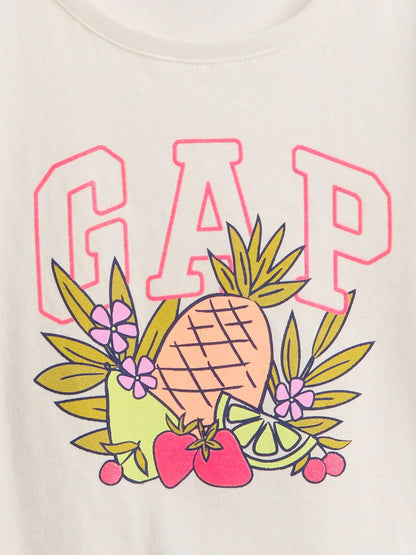 Kırık Beyaz Gap Logo Grafikli T-shirt