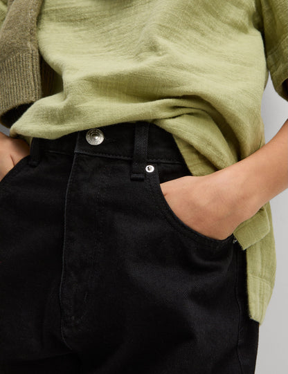 Mom Fit Yüksek Bel Denim Şort