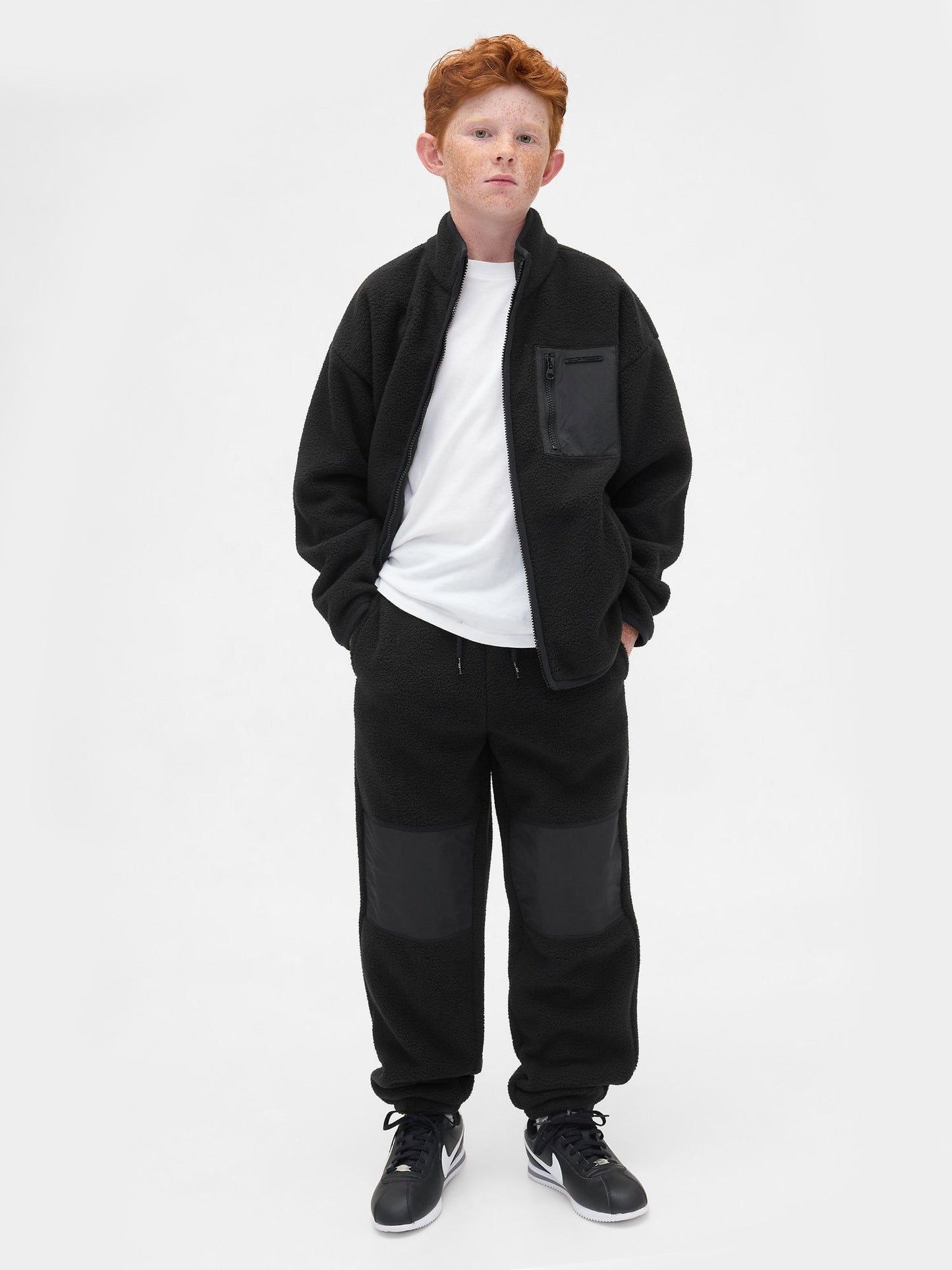 Siyah Relaxed Sherpa Jogger Eşofman Altı