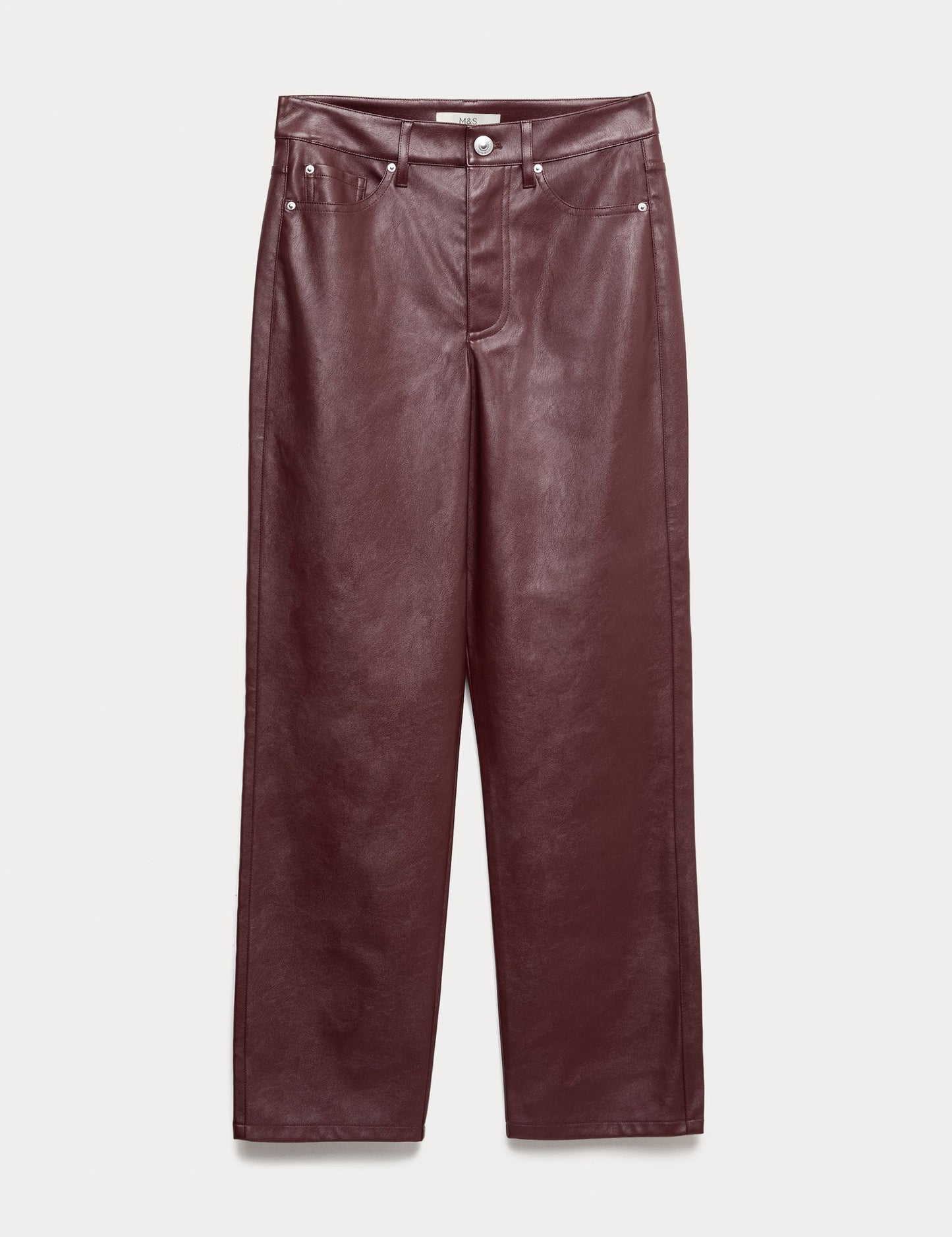 Suni Deri Straight Leg Pantolon