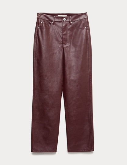 Suni Deri Straight Leg Pantolon