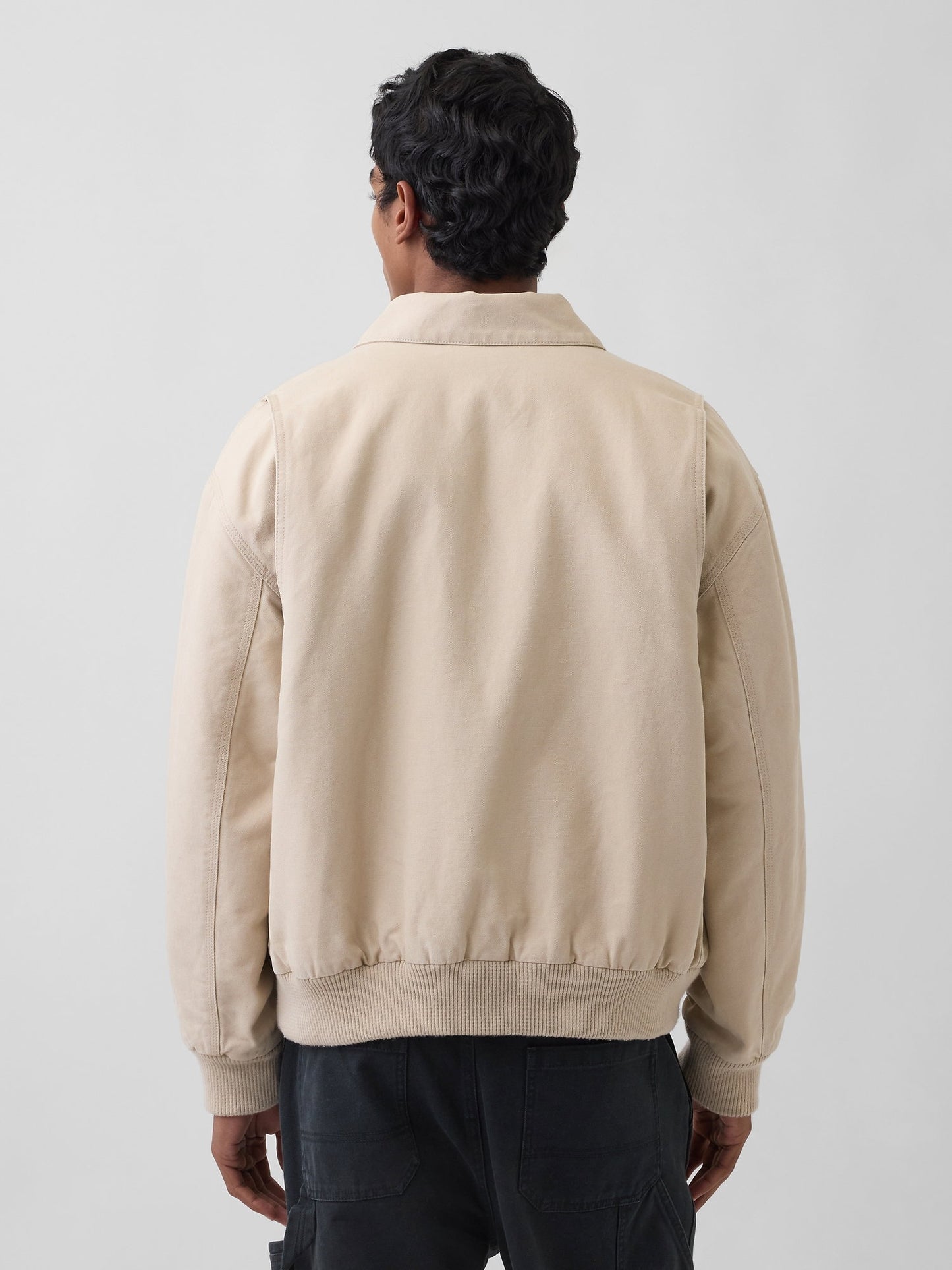 Krem Canvas Bomber Ceket