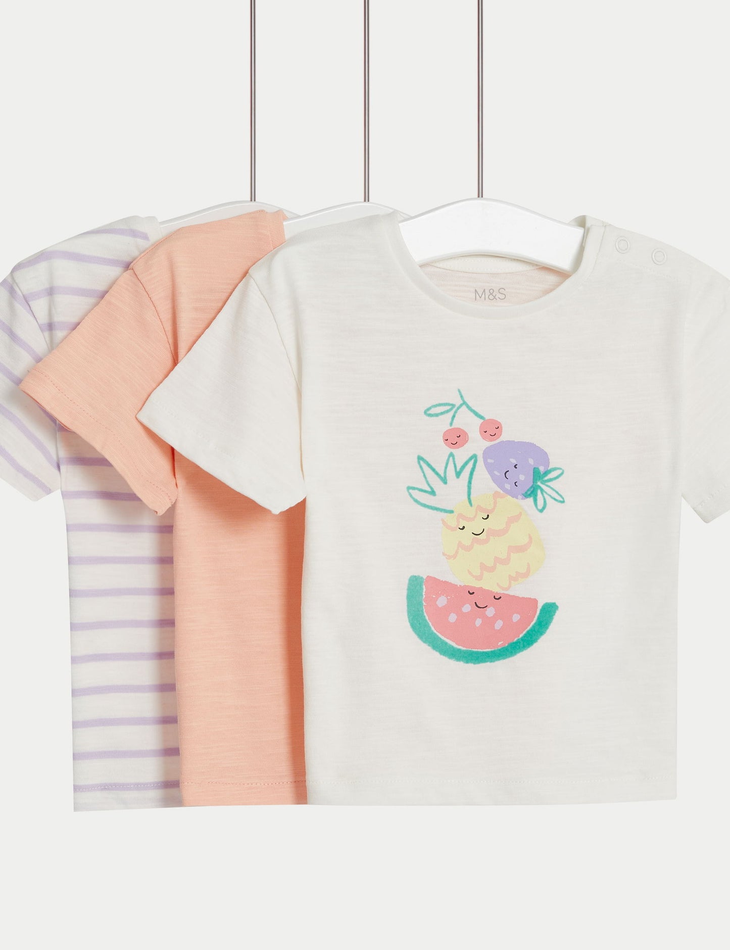 Saf Pamuklu 3'lü Kısa Kollu T-shirt (0-3 Yaş)