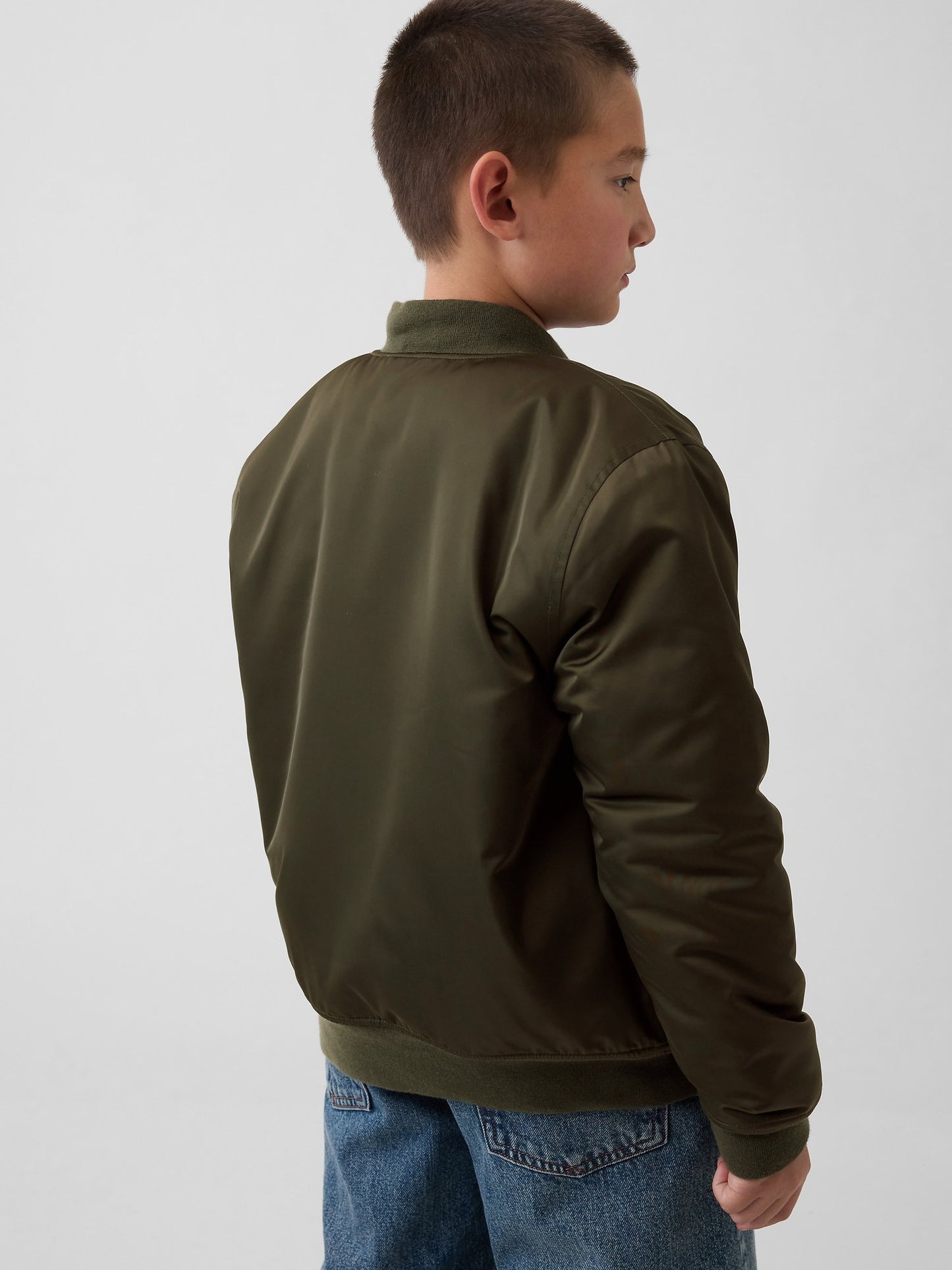 Haki Saten Bomber Ceket