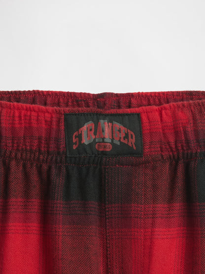 Koyu Kırmızı Stranger Things Recycled Flannel Pijama Altı