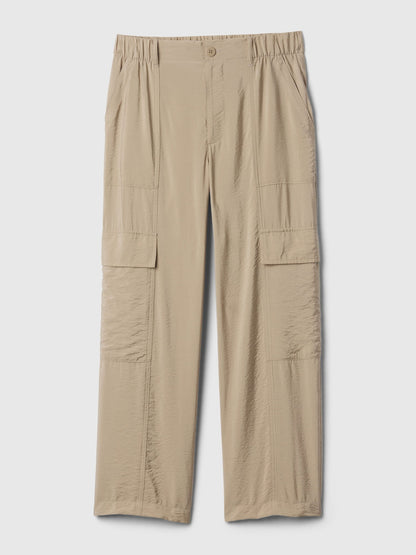 Bej Mid Rise Pull-on Kargo Pantolon