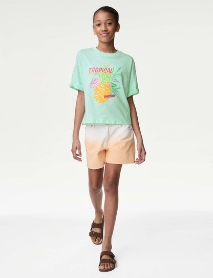Saf Pamuklu Kısa Kollu T-shirt (6-16 Yaş)