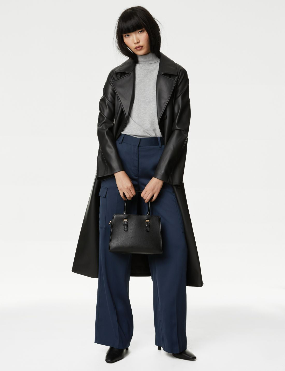 Wide Leg Saten Kargo Pantolon
