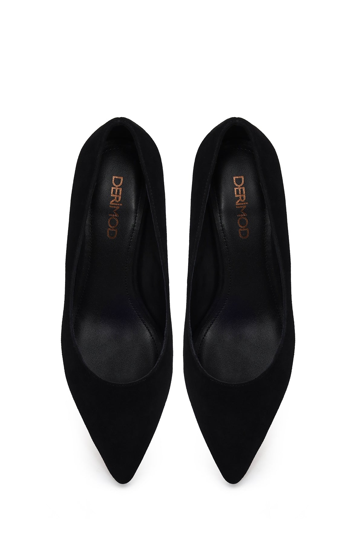 Kadın Siyah Kısa Ince Topuklu Süet Deri Stiletto