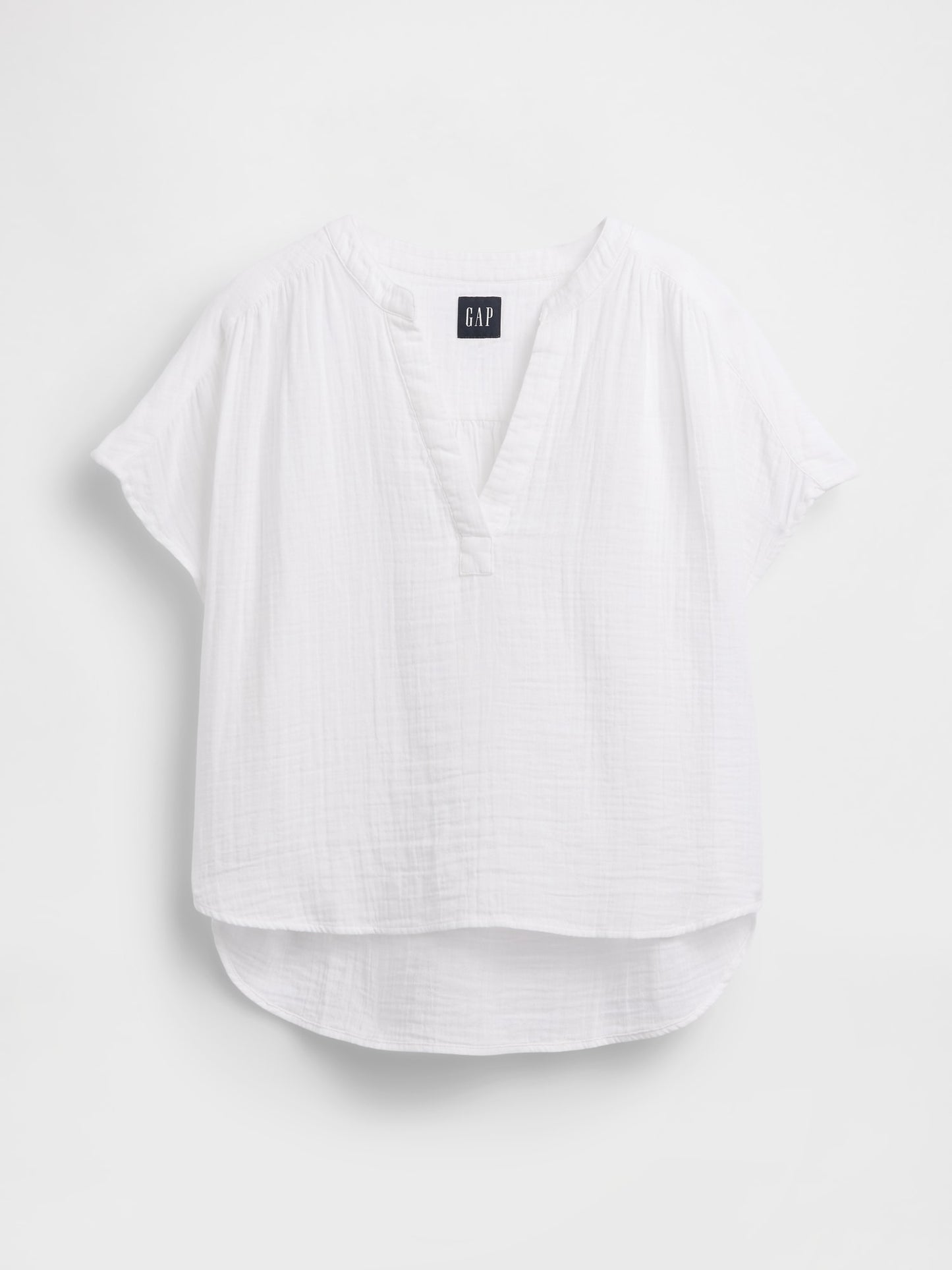 Beyaz Pamuk Gauze Oversized Split-neck Üst