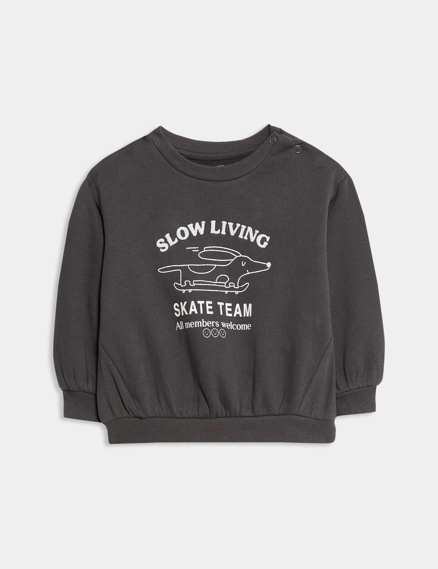 Pamuk Karışımlı Kaykaylı Köpek Baskılı Sweatshirt Ve Pantolon Takımı (0–6 Yaş)