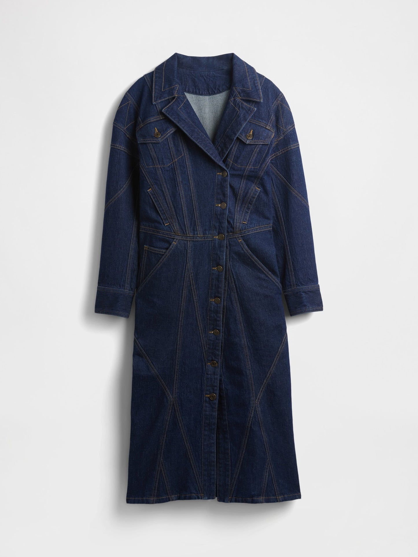 Lacivert Gapstudio Seamed Denim Midi Gömlek Elbise