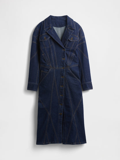 Lacivert Gapstudio Seamed Denim Midi Gömlek Elbise