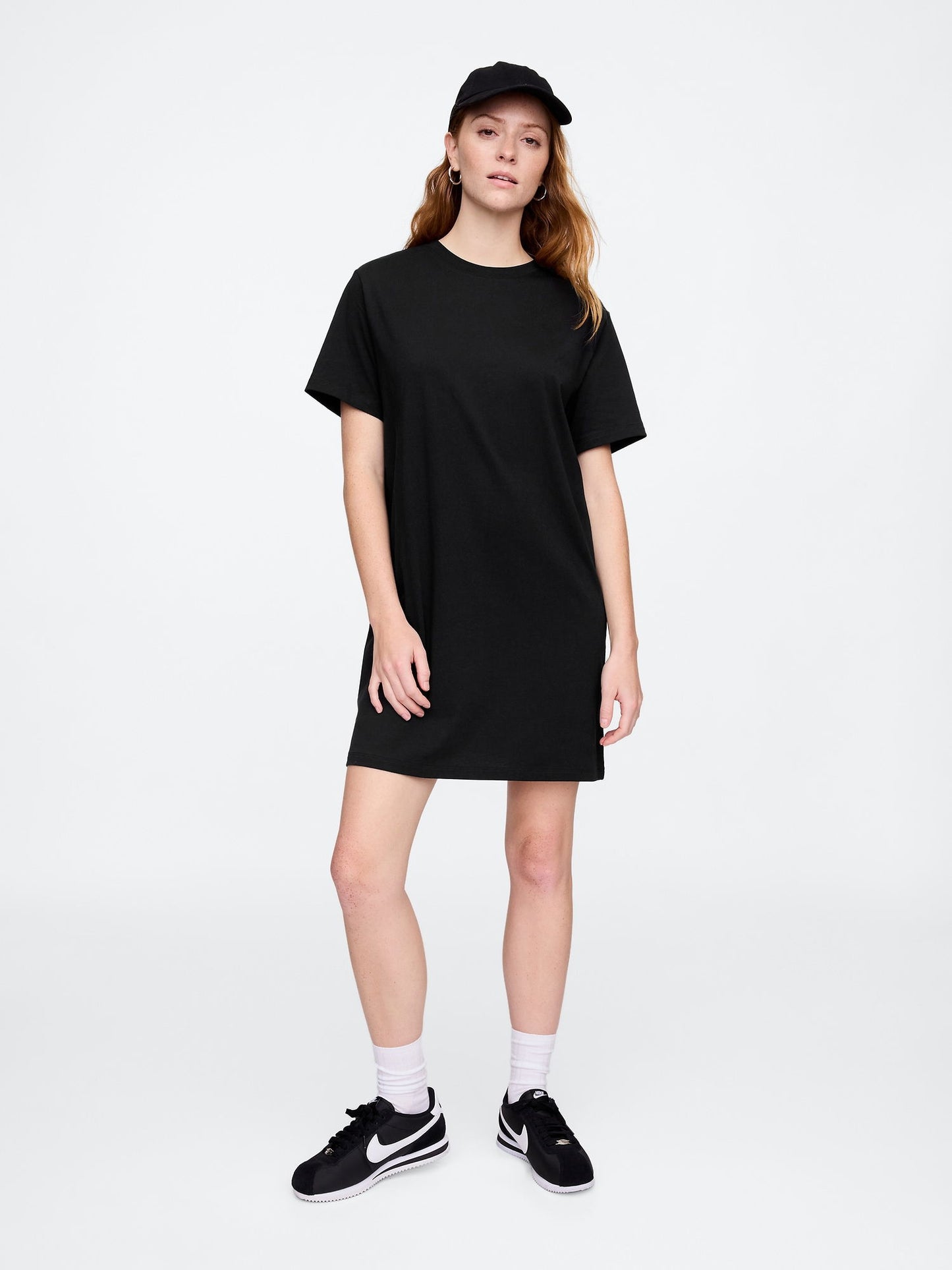 Siyah Çizgili T-shirt Elbise