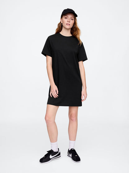 Siyah Çizgili T-shirt Elbise