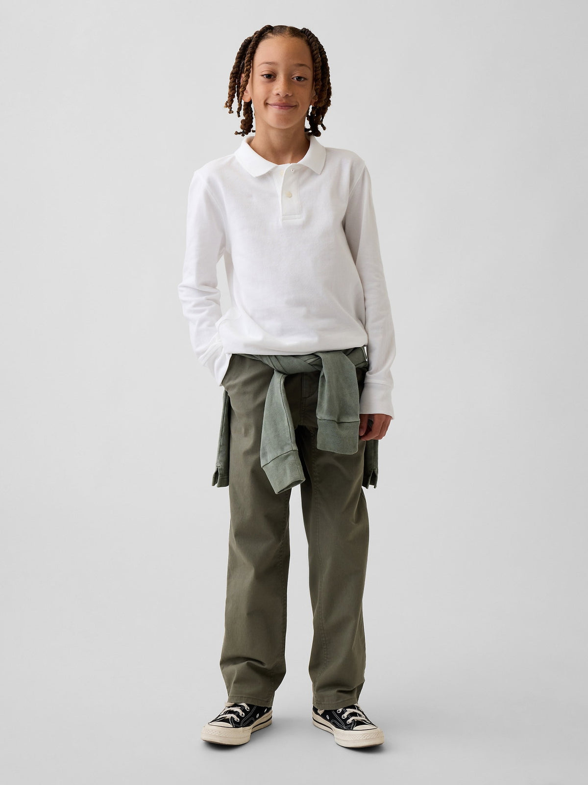 Yeşil Modern Relaxed Straight Khaki Pantolon