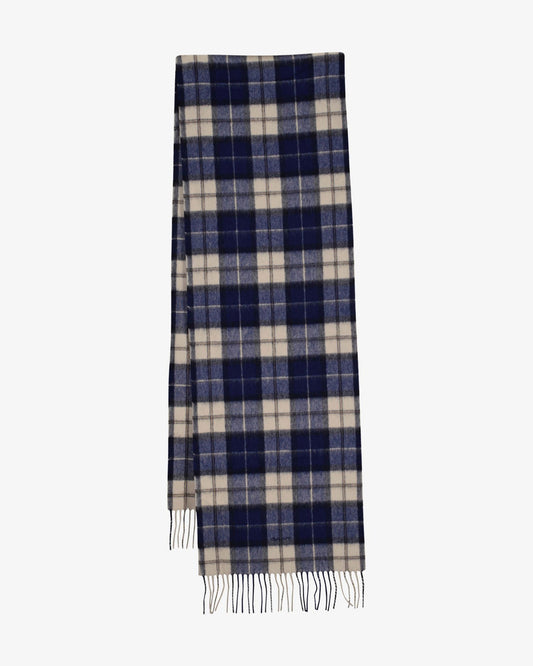 Gant Unisex Lacivert Yünlü Kareli Atkı