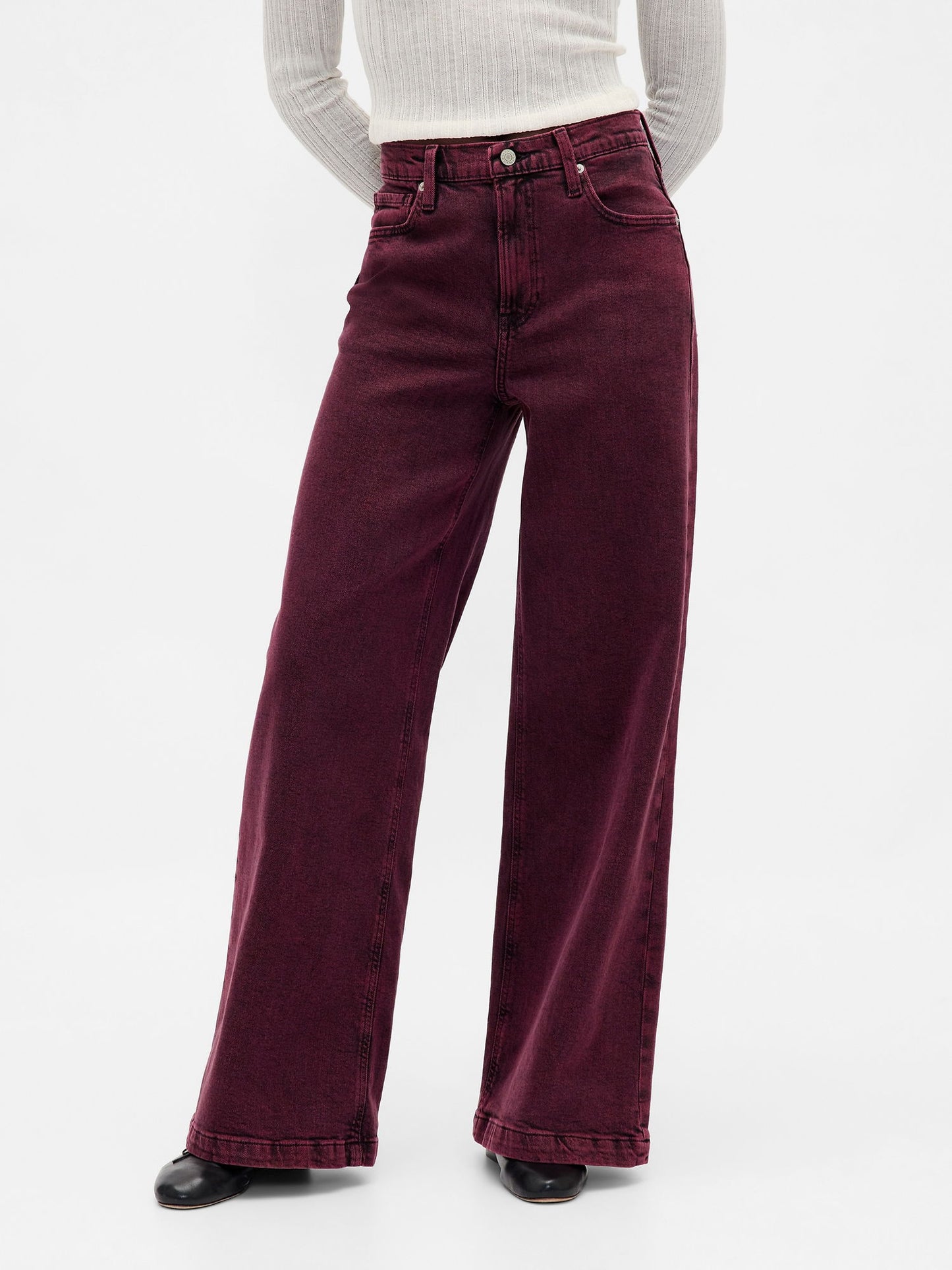 Koyu Pembe High Rise Stride Wide-leg Jean Pantolon