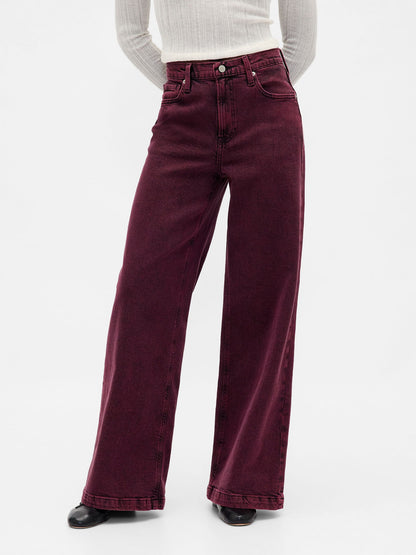 Koyu Pembe High Rise Stride Wide-leg Jean Pantolon
