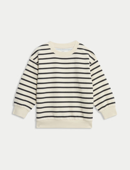 Pamuk Karışımlı Çizgili Sweatshirt (2-8 Yaş)
