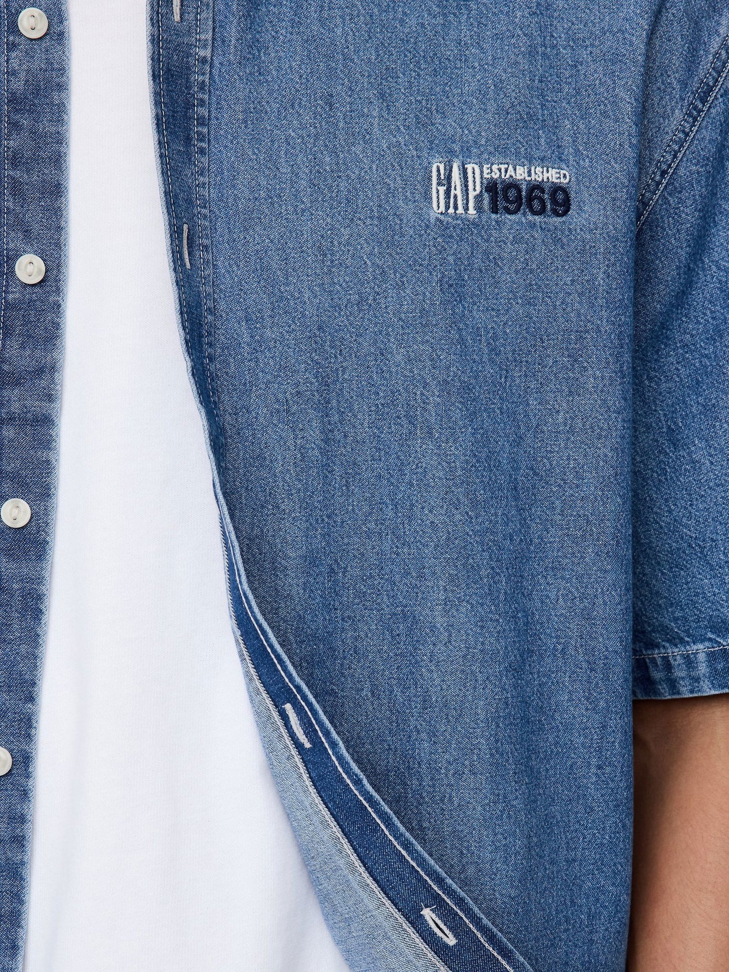 Denim Mavi Logo Denim Big Gömlek