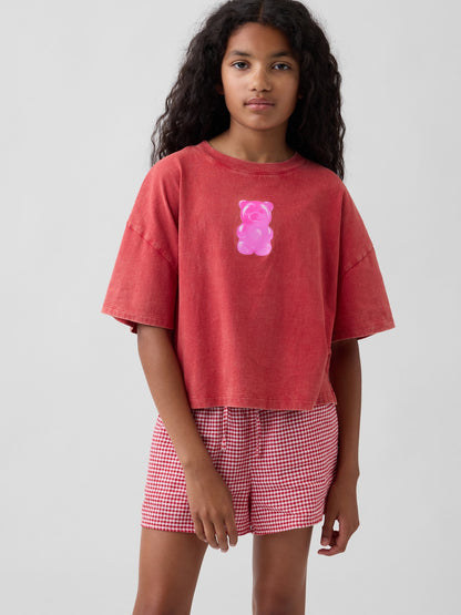 Kırmızı Oversized Grafik Baskılı T-shirt