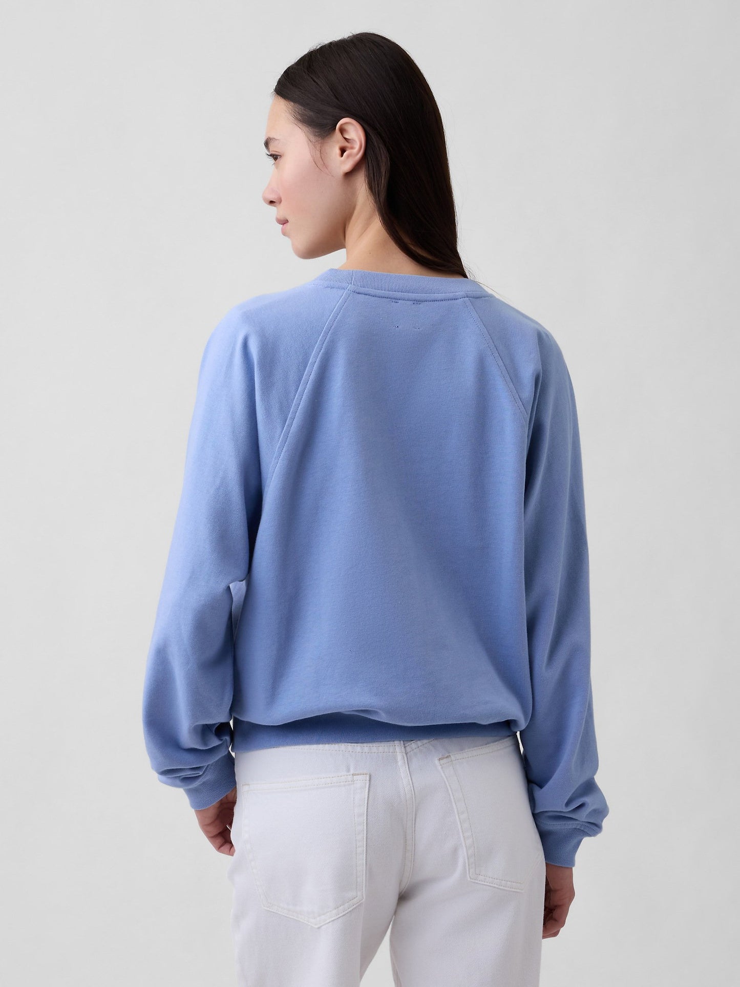 Açık Mavi Fransız Havlu Kumaş Raglan Logo Sweatshirt