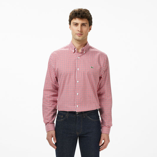 Lacoste Erkek Regular Fit Kareli Kırmızı Gömlek